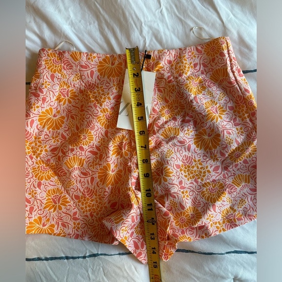 NWT Zara Pink & Orange Floral High Waist Shorts - Picture 6 of 12